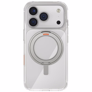 Uniq Swivix ümbris iPhone 17 Pro-le 360° pöörleva tugijalaga – läbipaistev