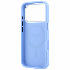 Guess Grained Triangle Logo ümbris seadmele iPhone 18 Pro / 17 Pro, MagSafe-ühilduv – sinine
