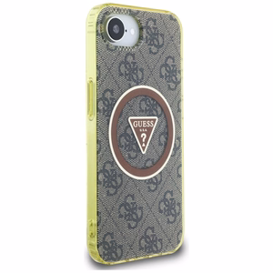 Guess IML Metal Glitter 4G Circle Triangle MagSafe ümbris jaoks iPhone 16e - brown