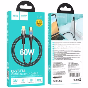 Kaabel USB C to USB C Hoco 3A 60W 1,2 m U121 must