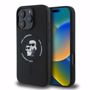 Karl Lagerfeld Silicone Karl&Choupette Heads Ring MagSafe Ümbris jaoks iPhone 16 Pro Max - Must