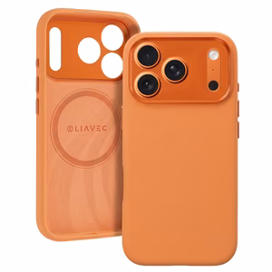 Liavec Silk Shield чехол с металлической рамкой камеры для Iphone 17 Pro оранжевый
