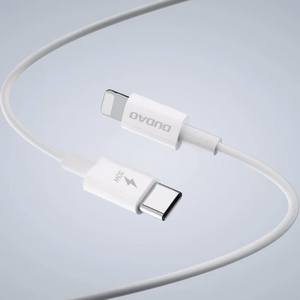 Laadija Dudao A30EUL valge 30W (1xPD / 1xQC3.0) + Type-C / Lightning kaabel