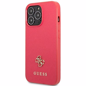 Guess Saffiano 4G Small Metal Logo чехол для iPhone 13 Pro / 13 - розовый