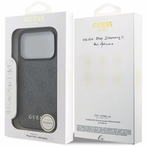 Guess 4G Charms Collection MagSafe ümbris jaoks iPhone 17 Pro - must