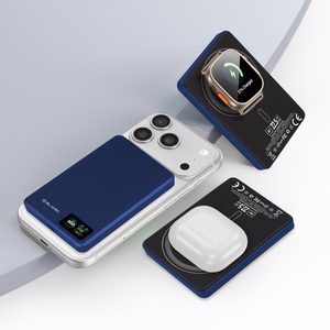 Blavec akupank 10000mAh BJ-03 Slim 13,5mm - Type C - 22,5W magnetiline Magsafe 3 in 1 (PBBJ03-MC10N) tumesinine alumiinium