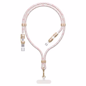 Dudao L20MAX 4in1 Kaabel / Lanyard USB-A / USB-C / Lightning PD QC 65W 1.5m - roosa
