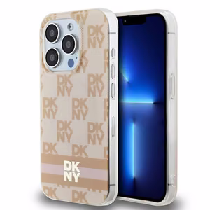 DKNY IML Checkered Mono Pattern & Printed Stripes MagSafe ümbris jaoks iPhone 15 Pro - roosa