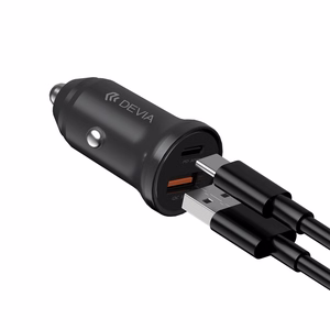 Devia autolaadija Smart Mini PD QC 3.0 30W 1x USB 1x USB-C valge