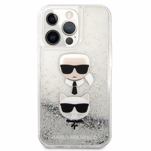 Karl Lagerfeld Liquid Glitter Karl&Choupette Head чехол для iPhone 13 Pro / iPhone 13 - серебряный