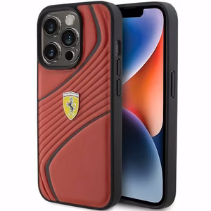 Ferrari Twist Metal Logo ümbris jaoks iPhone 15 Pro - punane