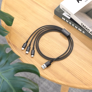 Must Borofone BX72 3-in-1 USB–USB-C / Micro-USB / Lightning kaabel, 2 A, 1 m