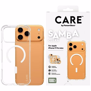 CARE by PanzerGlass Fashionable Samba Ümbris w. Valge MagSafe jaoks iPhone 17 Pro Max - Läbipaistev