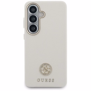 Guess ümbris Rhinestone Round Logo MagSafe Samsung Galaxy S26 beež