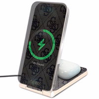 Guess 4G Pattern MagSafe foldable 2in1 15W induktiivne laadija - brown