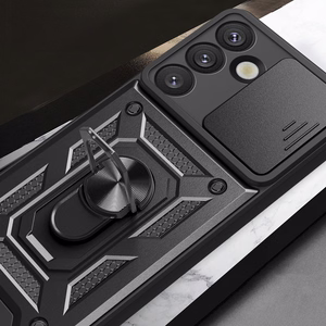 Hybrid Armor Camshield with Camera Cover and Metal Ring jaoks Samsung Galaxy S25 - must