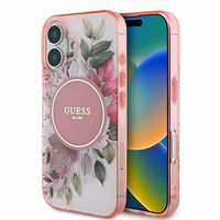 Guess IML Flower & Tonal Circle MagSafe iPhone 16 Plus Ümbris - roosa