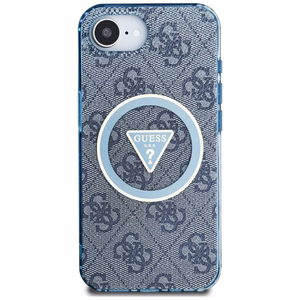 Guess IML Metal Glitter 4G Circle Triangle MagSafe Ümbris jaoks iPhone 16e - Sinine