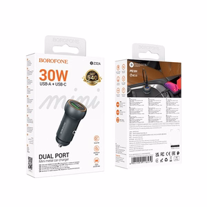 Car laadija Borofone BZ32A USB-C/USB-A 30W hall