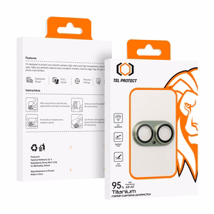Закалённое стекло Tel Protect 95% AR+AF Full Metal защита камеры для iPhone 17 зелёное (camera island)