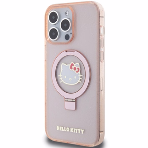 Hello Kitty Ring Stand Glitter Electrop Logo MagSafe Ümbris jaoks iPhone 15 Pro Max - Roosa