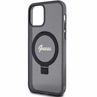 Guess Ring Stand Script Glitter MagSafe ümbris jaoks iPhone 12/12 Pro - must