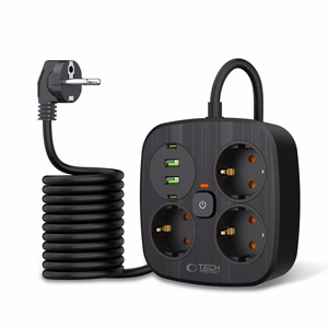 Tech-Protect PCS3X4 power strip, 3 sockets, 2xUSB-A, 2xUSB-C 200 cm - black