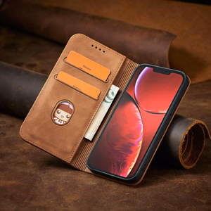 Magnet Fancy Case чехол для iPhone 13 Pro Max чехол-кошелёк с держателем для карт коричневый