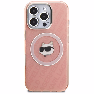 Karl Lagerfeld IML Choupette Head Logo MagSafe Ümbris iPhone 16 Pro Max - roosa