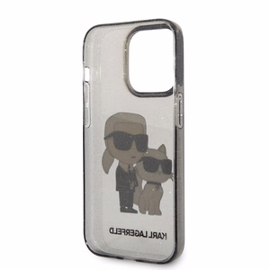 Karl Lagerfeld Glitter Karl&Choupette ümbris jaoks iPhone 14 Pro - must