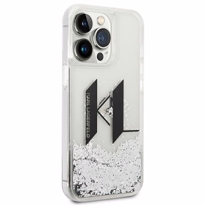 Karl Lagerfeld Liquid Glitter Big KL ümbris iPhone 14 Pro jaoks - hõbedane