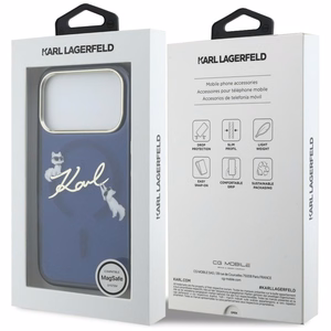 Karl Lagerfeld IML Choupettes Karl Script Logo MagSafe Ümbris for iPhone 17 Pro - sinine