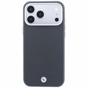BMW Sign Deboss Quilted Metal Logo ümbris seadmele iPhone 18 Pro / 17 Pro, MagSafe-ühilduv – tumehall