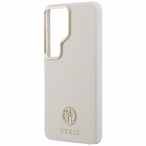 Guess ümbris Rhinestone Round Logo MagSafe Samsung Galaxy S26 Ultra beež