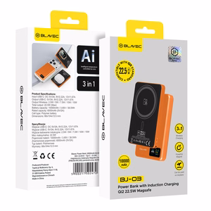 Blavec akupank 10000mAh BJ-03 Slim 13,5mm - Type C - 22,5W magnetiline Magsafe 3 in 1 (PBBJ03-MC10O) oranž alumiinium