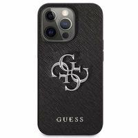 Guess Saffiano 4G Metal Logo ümbris jaoks iPhone 13 Pro / 13 6.1" - must