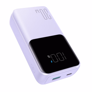 Joyroom JR-PBC07 20000mAh 30W мини пауэрбанк с кабелями USB-C и Lightning - фиолетовый