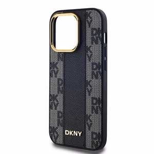 DKNY Leather Checkered Mono Pattern MagSafe ümbris jaoks iPhone 14 Pro - must