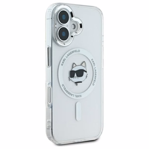 Karl Lagerfeld IML Metal Choupette Head MagSafe iPhone 16 Ümbris - valge
