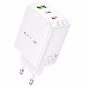 Borofone Sein laadija BN32 Cargador GaN - USB + 2xType C - QC 3.0 PD 65W valge