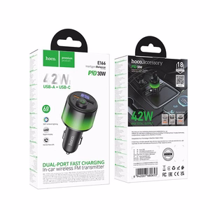 Must Hoco E166 Bluetooth-autosaatja 2 x USB-A ja USB-C pesaga ning QC 3.0 ja PD 42 W toega
