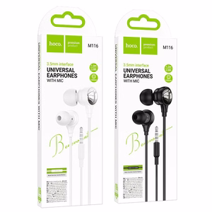 HOCO wire kõrvaklapid Jack 3,5 mm with microphone M116 valge
