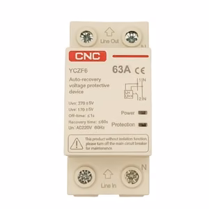 Self-Recovery Overvoltage ja Undervoltage Protector, 1P+N, 63A, 230V