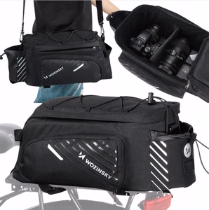 Wozinsky Bike Pannier Rack Bag with Shoulder Strap 9L (Rain Cover Included) Black (WBB22BK)