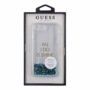 Guess GUHCP7GLUQBL iPhone 6/7/8 /SE 2020 / SE 2022 синий/синий жёсткий чехол Liquid Glitter Party