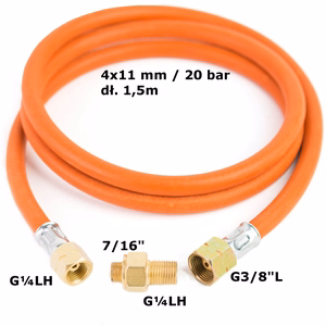 Meva G 3/8-tolline L–7/16-tolline üleminek 1,5 m voolikuga matkagaasiballoonile