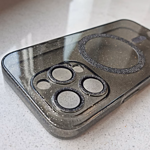 Glitter Magsafe Case for Iphone 14 Pro black clear