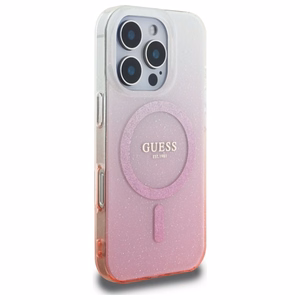 Guess IML Glitter Gradient MagSafe Ümbris jaoks iPhone 16 Pro - roosa