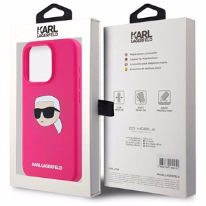 Karl Lagerfeld KLHMP15LSKHPPPLF iPhone 15 Pro 6.1" fuchsia/fuschia hardcase Silicone Karl Head Print MagSafe