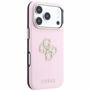 Guess Smooth & Big Strass Logo ümbris iPhone 18 Pro / 17 Pro – roosa